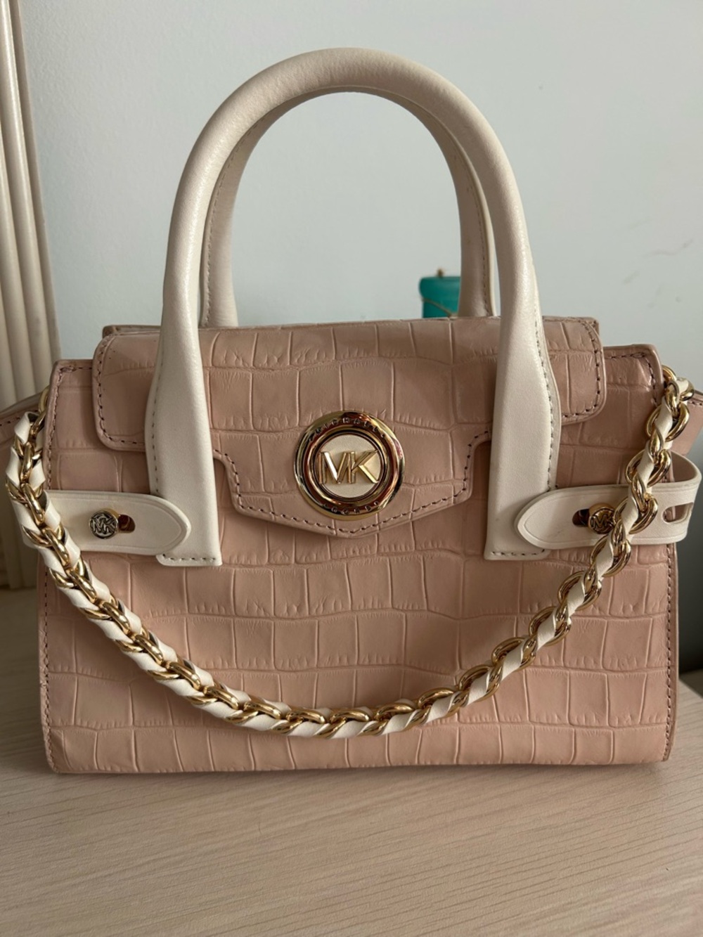 Michael Kors Carmen Croc-Embossed Leather Bag